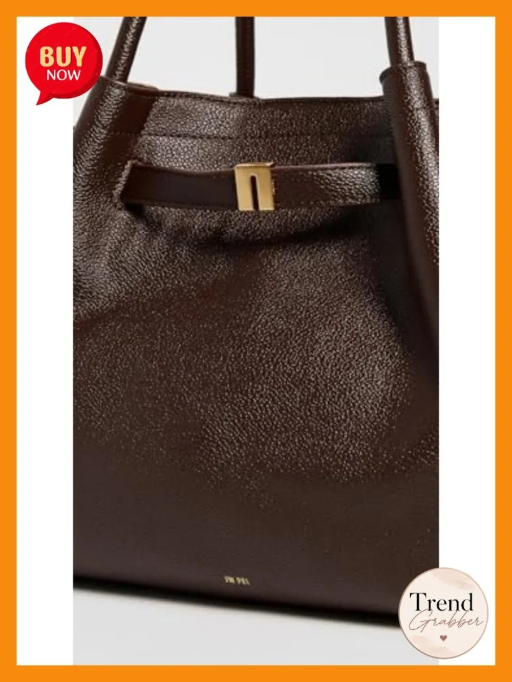 Faux Leather Medium Tote Bag with Gold-Tone Hardware